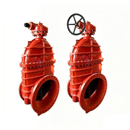 AWWA C509 NRS FLG x MJ Gate Valve with Cap Nut & Bevel Gearbox (JH004X-G)